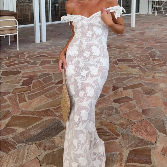 Meshki Dresses & Skirts - Meshki Cornelia White Floral Sheer Maxi Dress